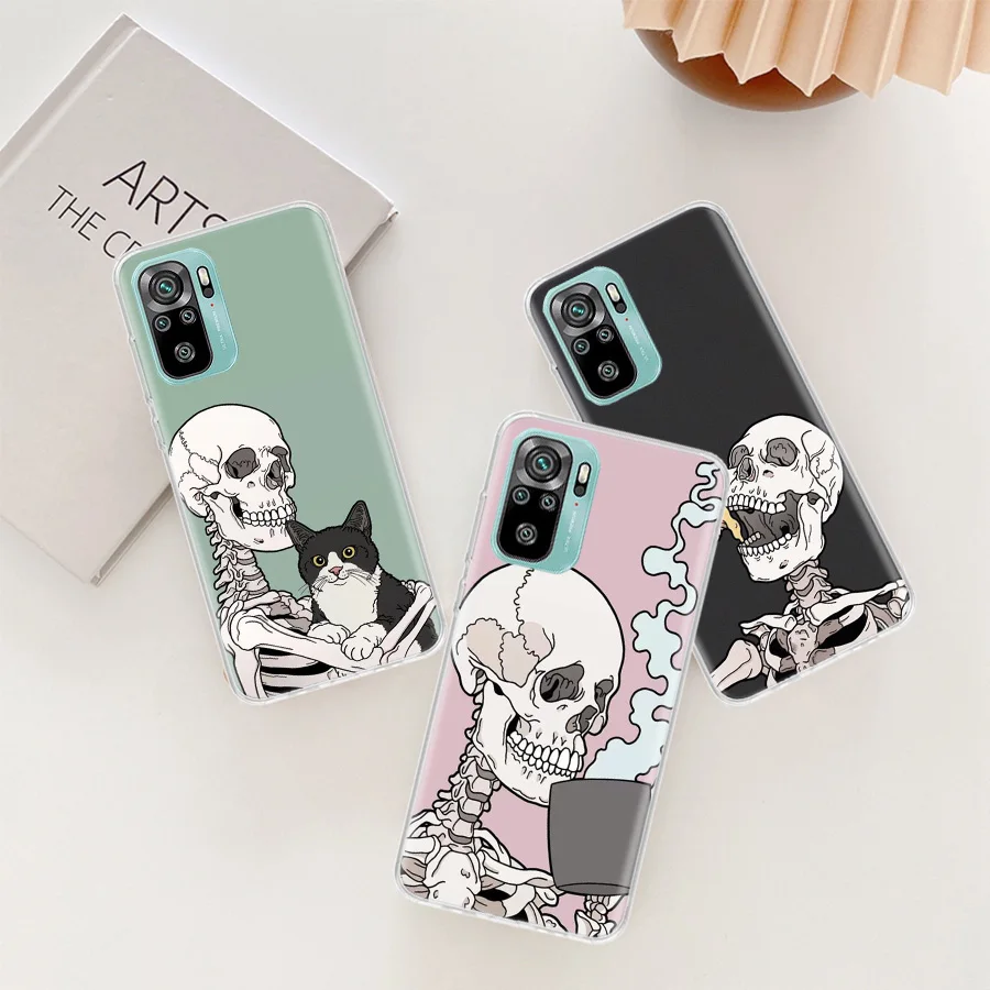 

Fashion skeleton Phone Case For Xiaomi Redmi 10X 10 9 9A 9C 9T 8 8A 7A Note 11T 11S Pro 11 10S 9S 8T 7 Cover Shell