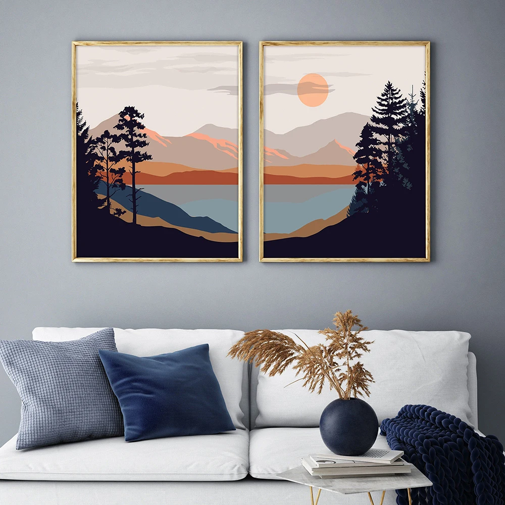 

Abstract Sun Landscape Modern Canvas Painting Wall Art Nordic Posters and Prints Wall Pictures for Living Room Decoration