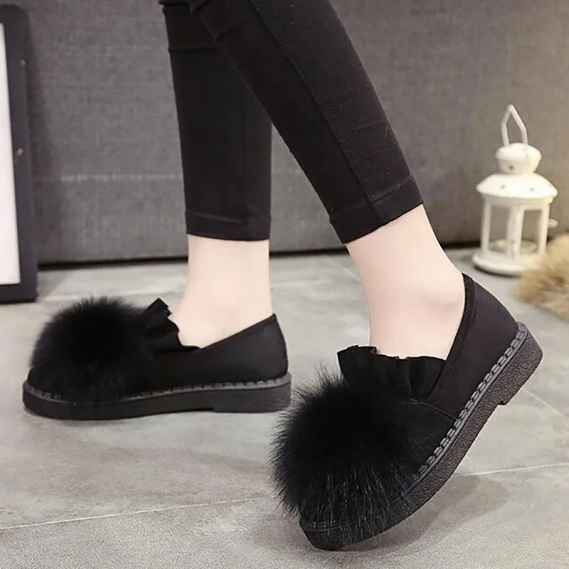 Женская Теплая обувь на толстой подошве Сезон осень зима Модная женская из флока
