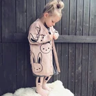 Модные кардиганы для маленьких девочек, Свитера для мальчиков с рисунком кролика, осенне-зимние детские куртки, хлопковая трикотажная одежда для девочек