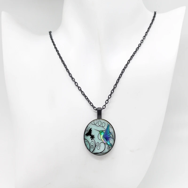2018 Новое синее колье Колибри кулон стеклянная птица ювелирное искусство стекло