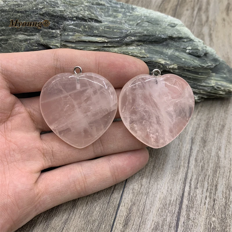 

Wholesale Heart Shape Natural Rose Quartzs Crystal Pendants For DIY Jewelry Making MY211108