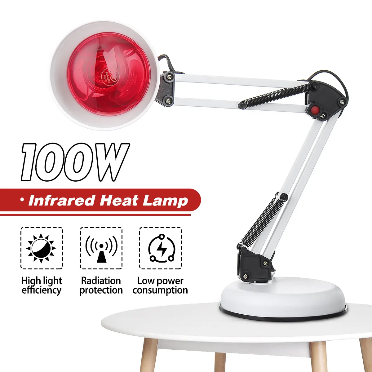 

100W Infrared Heat Lamp EU Plug Heating Therapy Light Therapeutic Pain Relief Physiotherapy Instrument Massage Health Bulb
