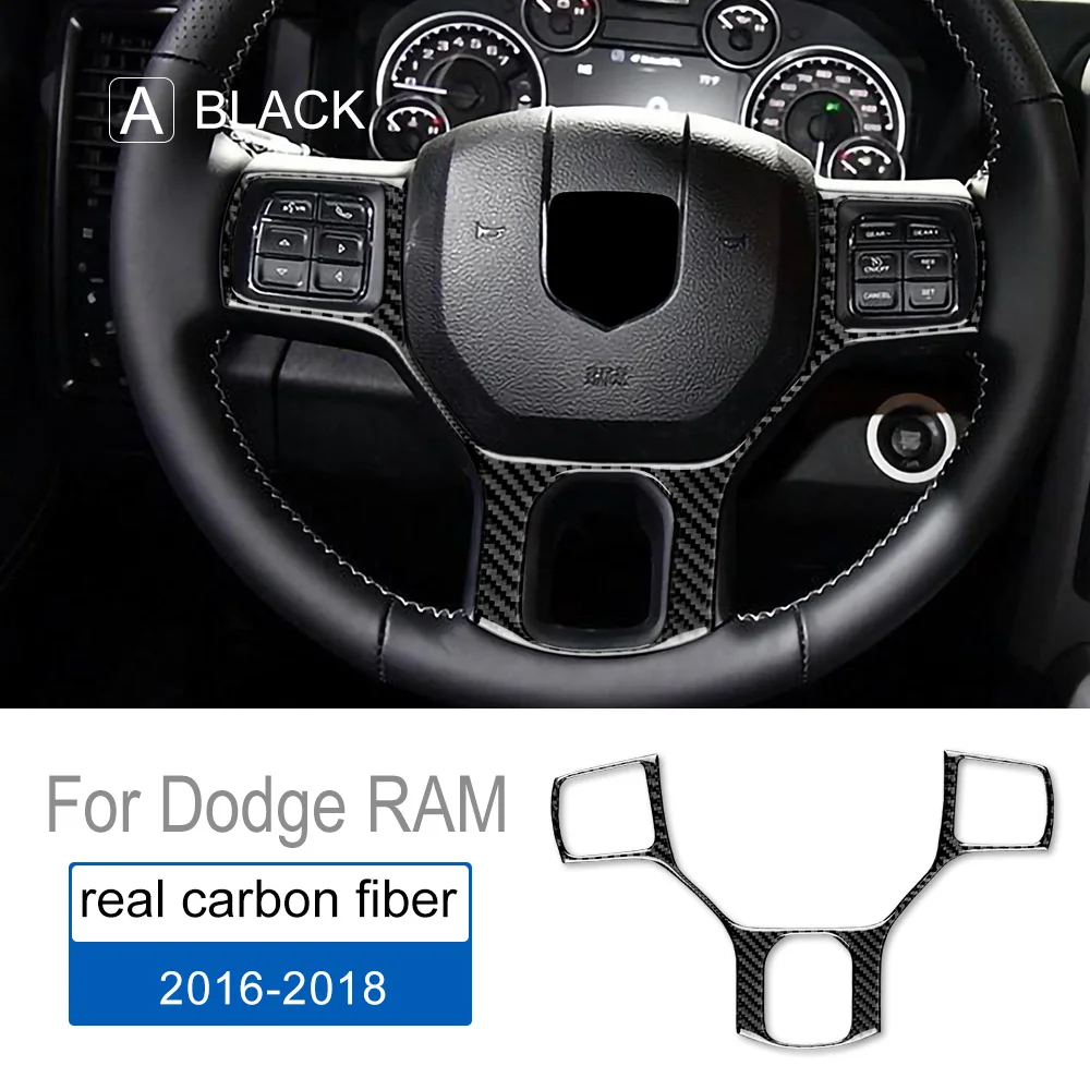 

Настоящая мягкая наклейка из углеродного волокна для Dodge RAM 2016 2017 2018, аксессуары, внутренняя отделка, крышка кнопки рулевого колеса автомобиля