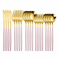 pink gold cutlery set stainless steel dinnerware set 20pc knives forks spoons cutlery eco friendly kitchen dinner tableware set