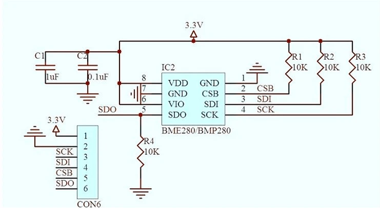 

BMP280-3.3 High-precision atmospheric pressure module Altimeter sensor