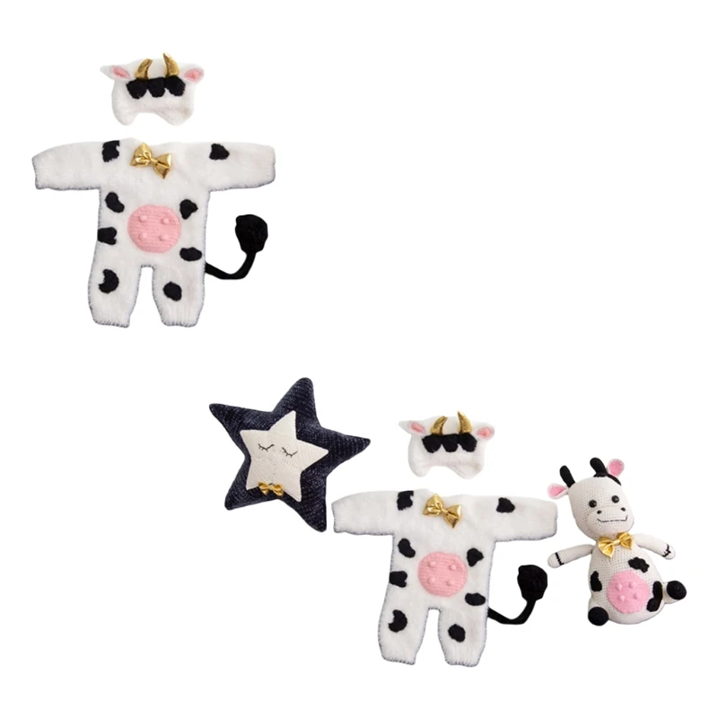 

2/4 Pcs Baby Cotton Hat Romper Set Newborn Photography Props Outfits Infants Photo Shooting