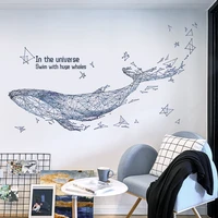 nordic art huge whale wall stickers for living room bedroom sofa background wall decor removable vinyl wall decals home decor