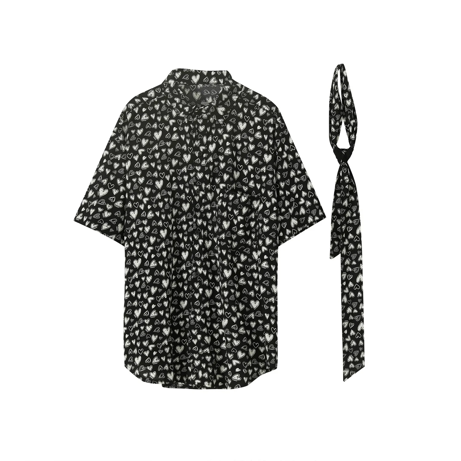 

MTL wear | 2021 summer new loose necktie love shirt men's m6-ak-1103