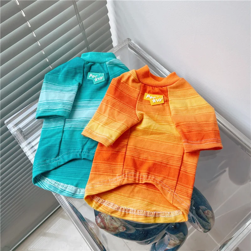 

Summer French Bulldog Clothes Color Striped Pet Dog Tshirt Vest Small Puppy Dog Costume Cool Schnauzer Corgi Pets Clothing