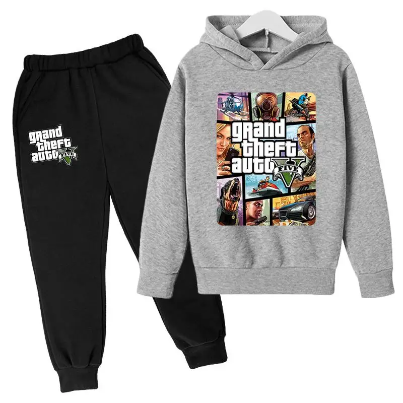 

Autumn Grand Theft Auto Hoodies Children Clothe for Boy Top Kid shirt GTA 5 Long Sleeve Girl Cotton Tracksuit+pant 2 Pieces Sets