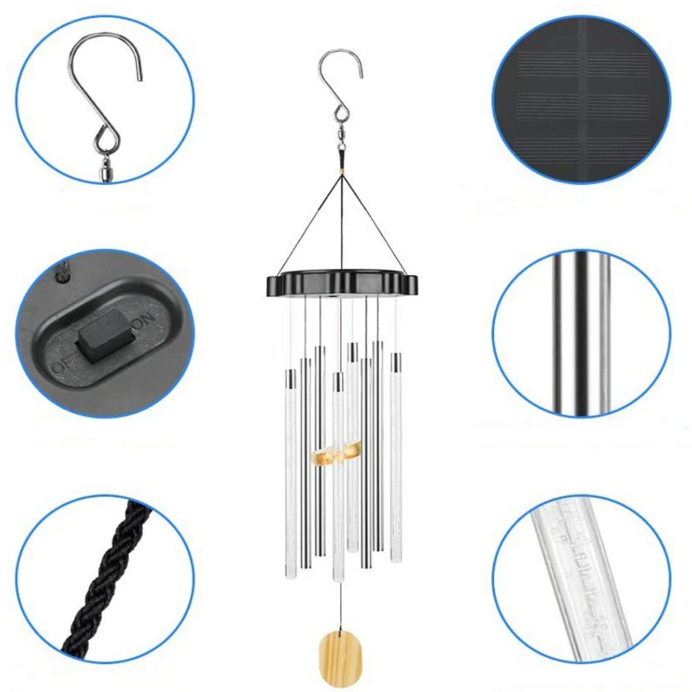 

LED Solar Wind Chimes Light Changeable Color Wind Chime Lamp Outdoor Windchime Solar Light For Garden Backyard Decor Gift