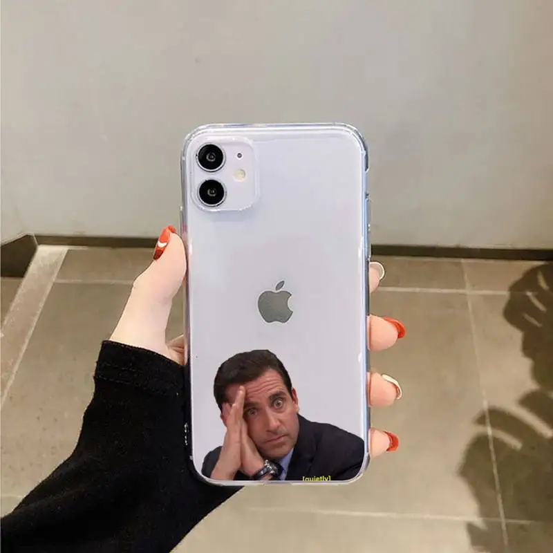 

Michael Scott The Office clear Phone Case Transparent for iPhone 6 7 8 11 12 s mini pro X XS XR MAX Plus