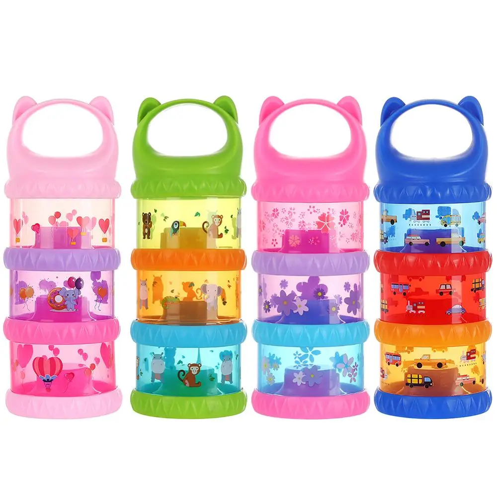 3 слоя мультфильм печатных портативный Съемный ящик для хранения еды малыша