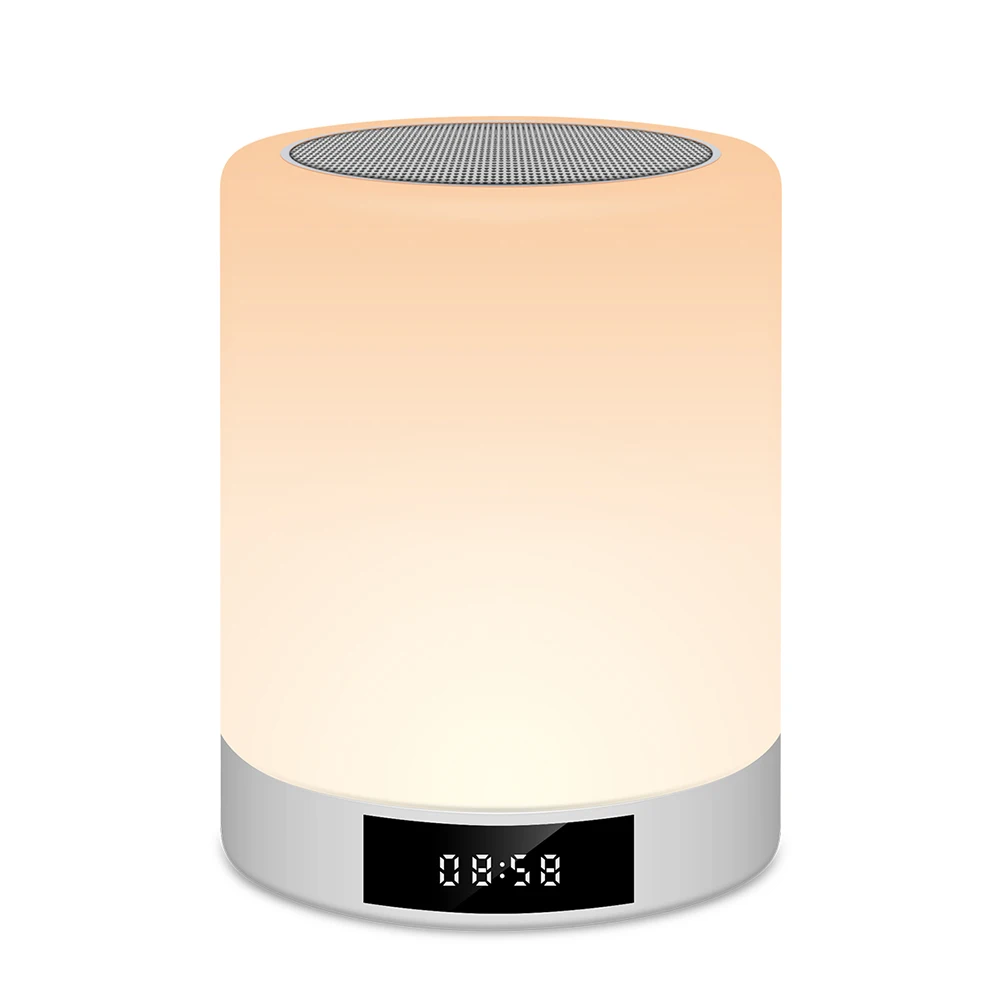 Warm-light Светодиодный Будильник с цифровой динамик bluetooth свет HD радио Спальня Будильник Светодиодная подсветка динамика Поддержка FM tf-карта радио - Испускаемый цвет: Warm-light
