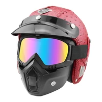 pu leather open face for helmet motocross helmet motor 34 motorcycle helmets visor vintage motorbike headgear with visor