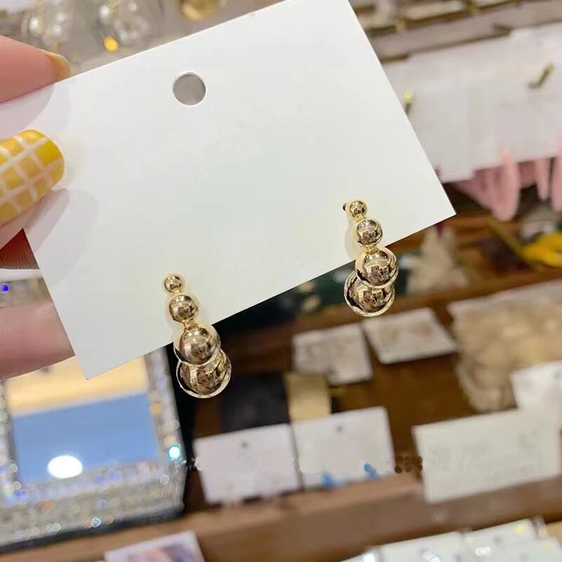 Металлические большие и маленькие серьги кольца с шариком из сплава круглые