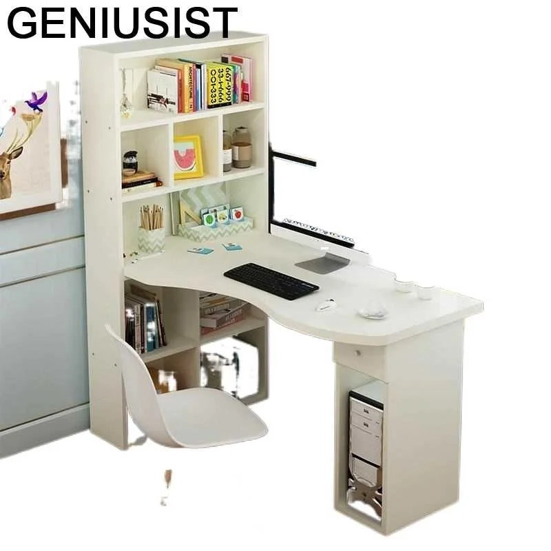 

Ufficio Scrivania Pliante Small Mesa Portatil Escrivaninha Bed Laptop Stand Tablo Bedside Computer Table With Bookshelf