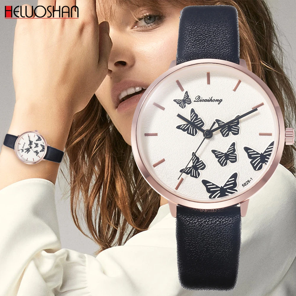 

Часы женские кварцевые с кожаным ремешком, Простые Модные Повседневные в минималистичном стиле, белые