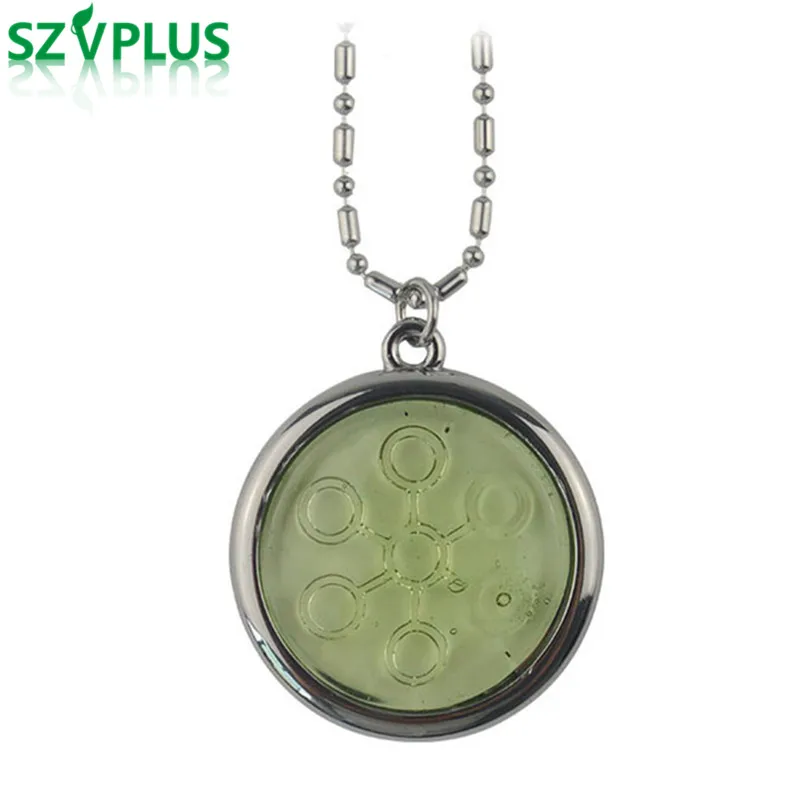 

2PCS/LOT 5000-6000CC Bio Disc Pendant with Negative Ions light green Stainless Steel Chain Necklace Charms Quantum Scalar Energy