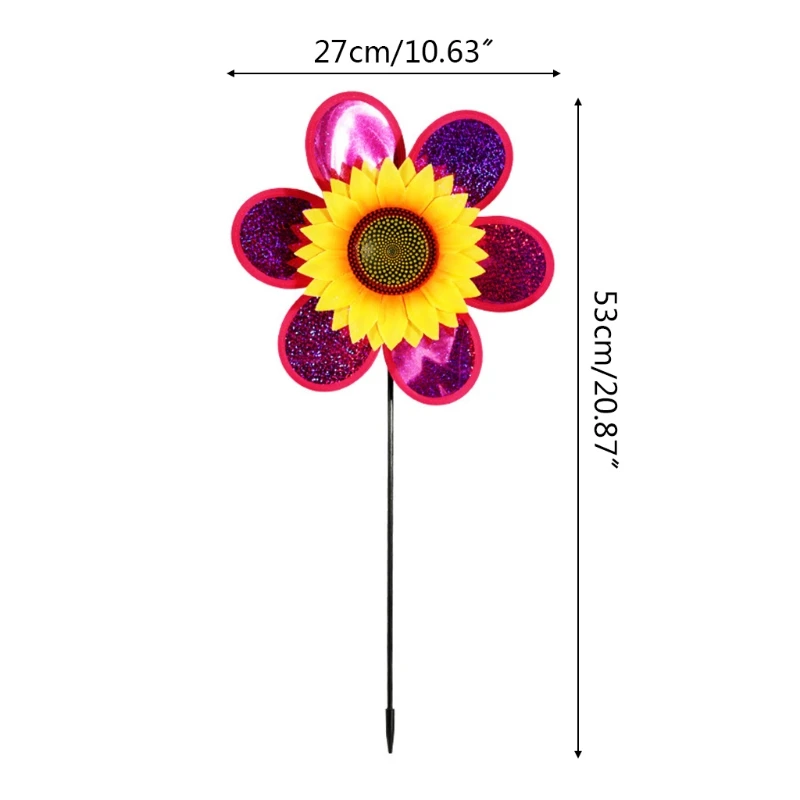 

3D Sunflower Wind Spinners Colorful Pinwheels Windmill Party Pinwheel Wind Spinner for Garden Lawn Patio H3CC