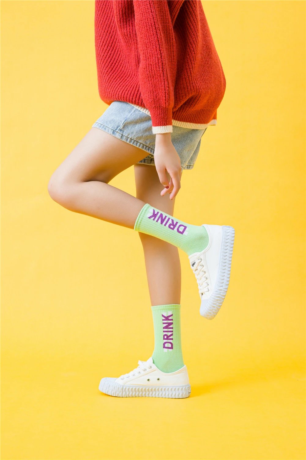 Women's Funny Words Loved Think Drink Sleep Play Lettered Striped Art Socks Couples Skateboard Hipster Street Dance Harajuku Sox
