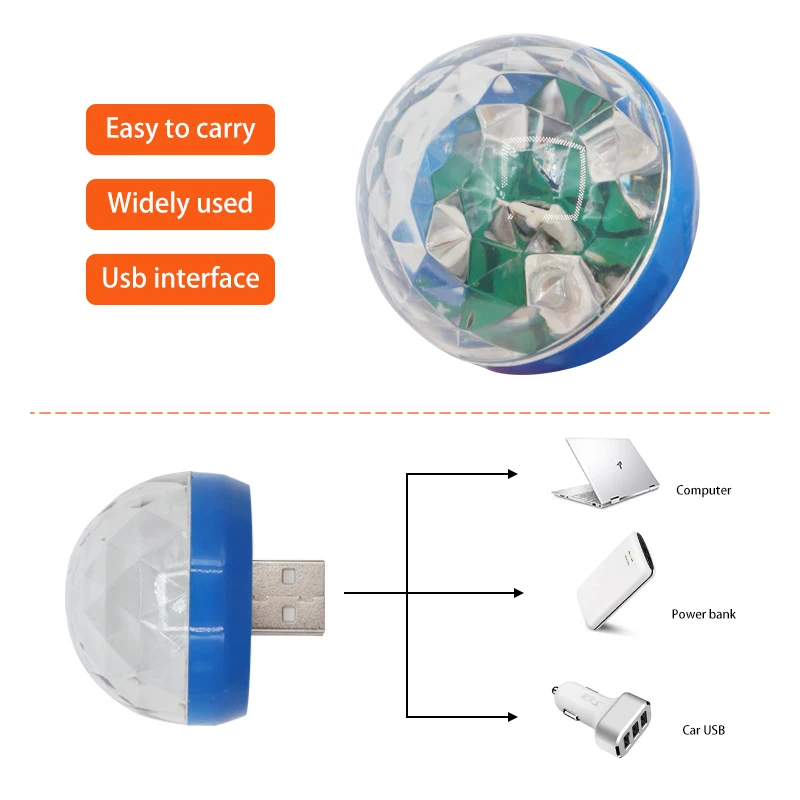 Автомобильный светодиодный декоративный светильник мини RGB атмосферный авто