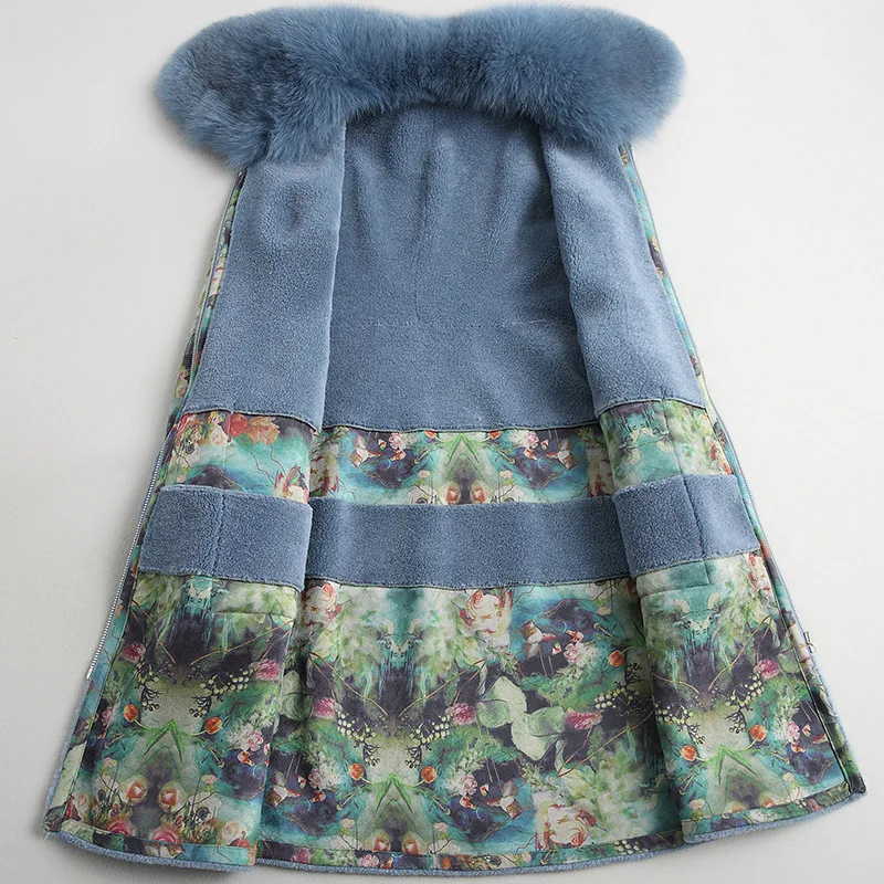 Модная Меховая Шуба с лисьим мехом новая шерстяная шуба женская из натурального