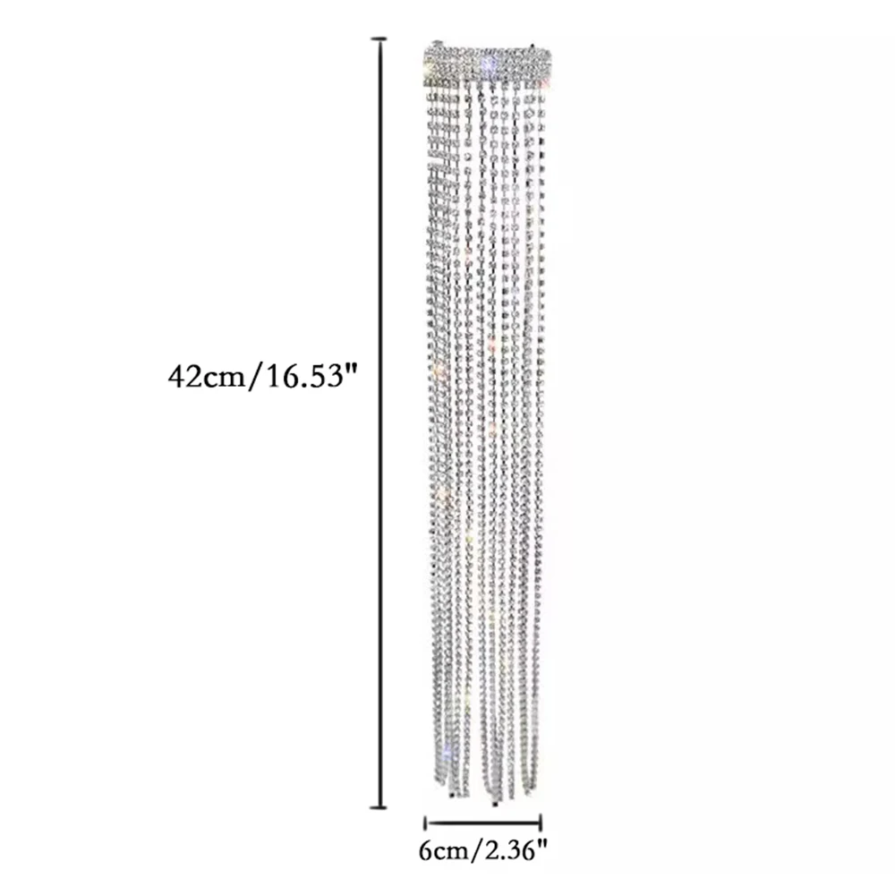 

2021 Hot Sale Shine Full Rhinestone Hairpins Bijoux Long Tassel Crystal Hair Accessories Wedding Banquet Jewelry For Women