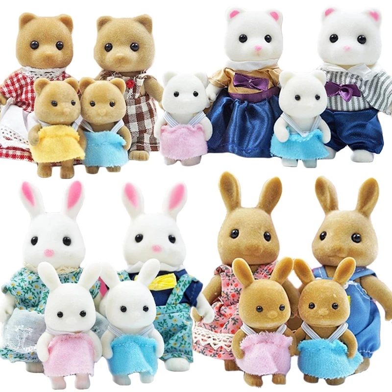 

Simulation Forest Rabbit Family Doll Dollhouse Figures Furniture DIY Playset PlayHouse Bedroom Girl Toys Accessories Xmas Gifts