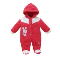 long sleeve baby overalls warm coral fleece one piece button romper for boys and girls kids hoodie suits
