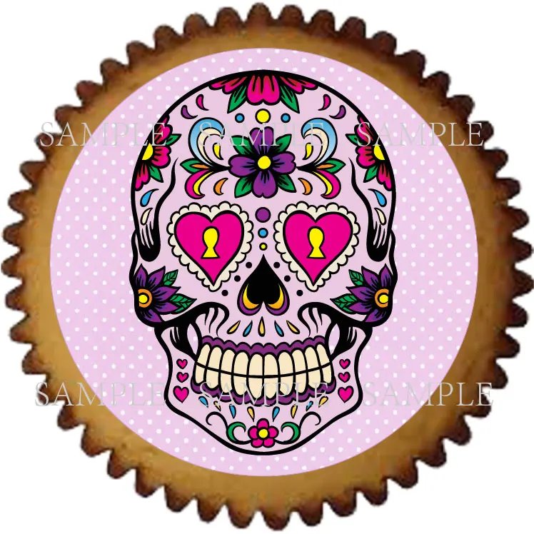 Сахарный Череп День мертвых съедобных тортов Топпер вафель рисовая бумага для