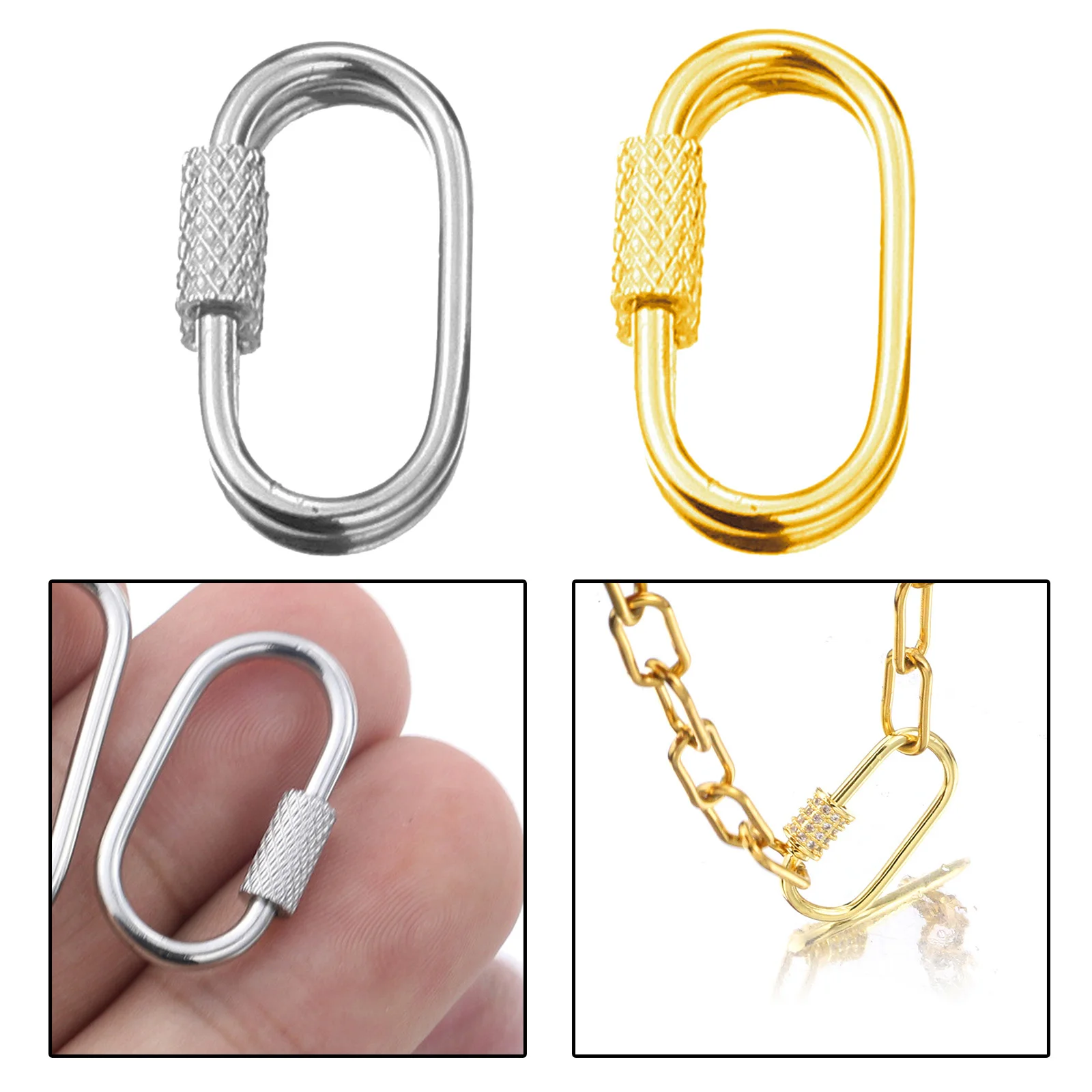 

Stainless Steel Hanging Lock Screw Hook Clasp Bracelet Connector Closures Jewelry Making Keyring Supplies