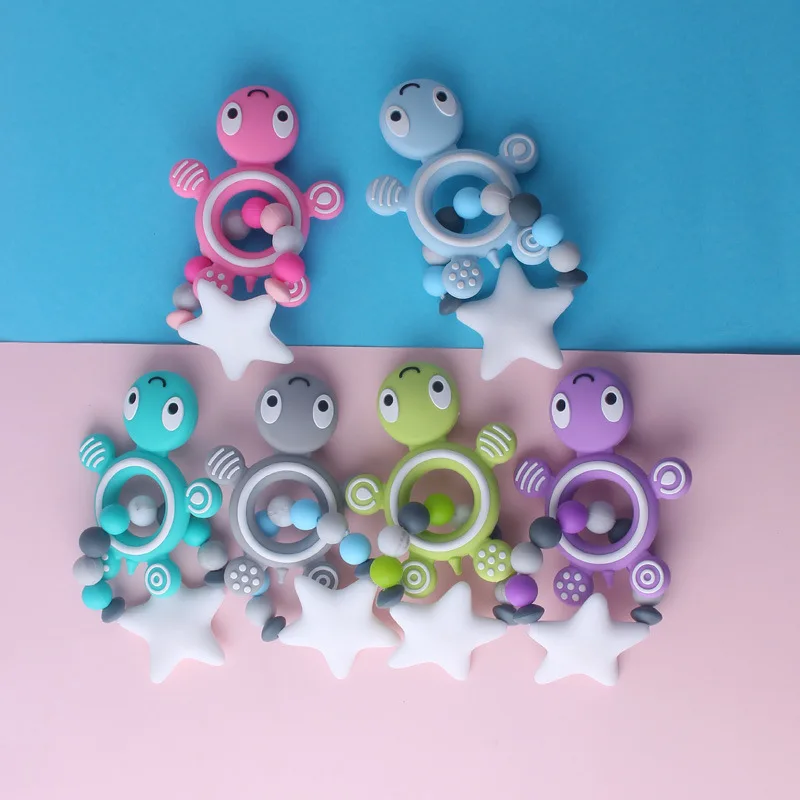 1pc Silicone Teether Turtle Bracelet Necklace Pendant BPA Free Baby Teething Nursing Toy Pacifier Chain Gift | Мать и ребенок
