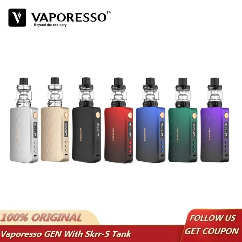 Оригинальный 220 Вт Vaporesso GEN TC набор с 8 мл SKRR S баком и QF катушка Box Mod Vape Kit