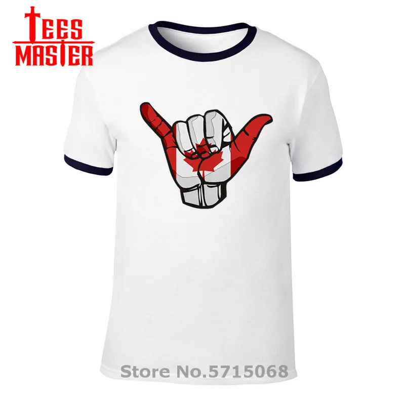 Забавные Shaka знак канадского флага футболки для мужчин с коротким рукавом и