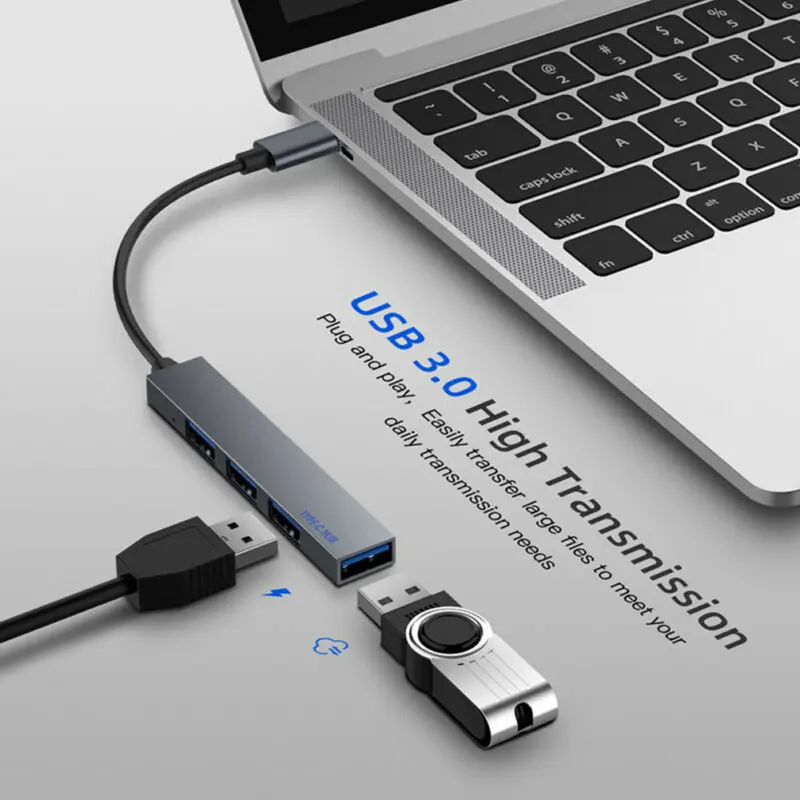 Высокоскоростной адаптер 4 в 1 с разъемом USB 3 0 Type-C HDMI RJ45 Ethernet Micro SDTF OTG | Электроника