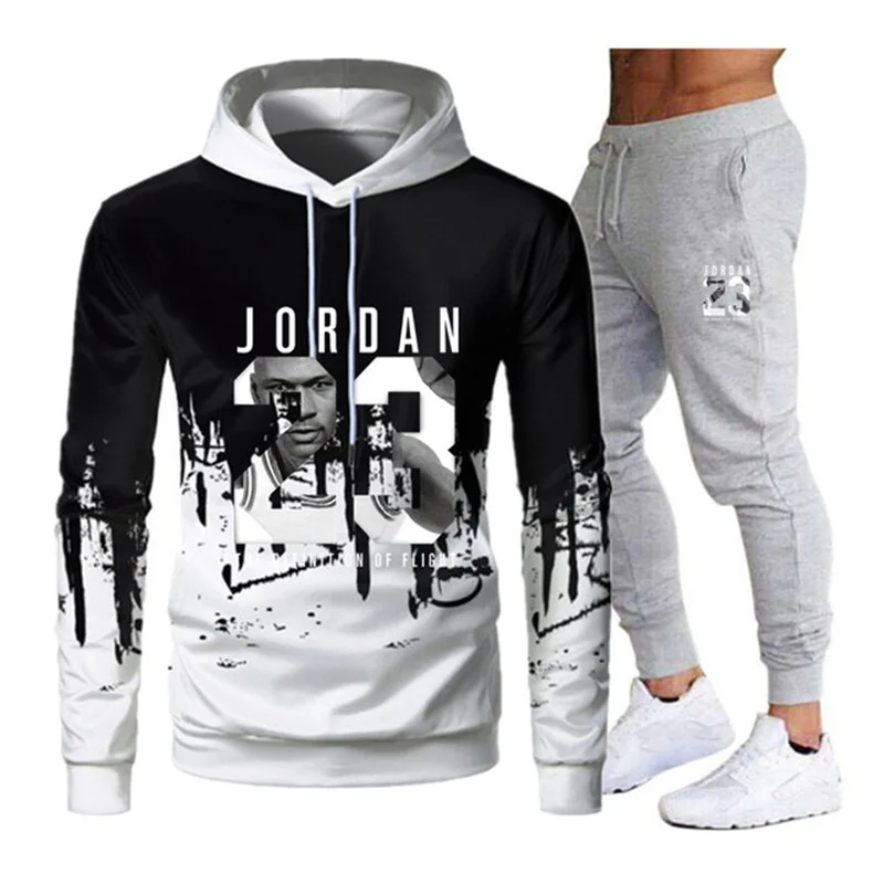 

Tracksuit Men's Hoodie suit fashion brand print autumn casual Hoodie+pants men suit sports two piece Men Clothes Sportswear Sets