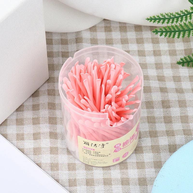 

100pcs 2 In 1 Cotton Swab Soft Cotton Buds Cleaning Of Nose And Ears Health Care Pink Double Head Cotton Swab