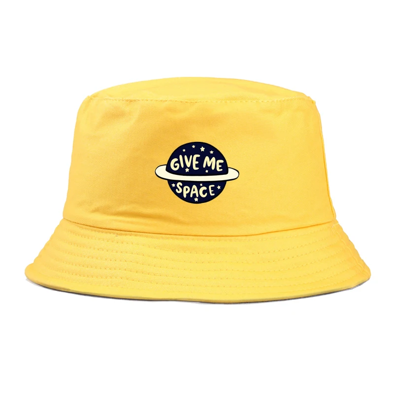 

Fisherman Hat Women give me space Spring Summer Sunshade bucket Hat Men Flat Top Bucket Hats Head Outdoor Bucket Caps Cotton New