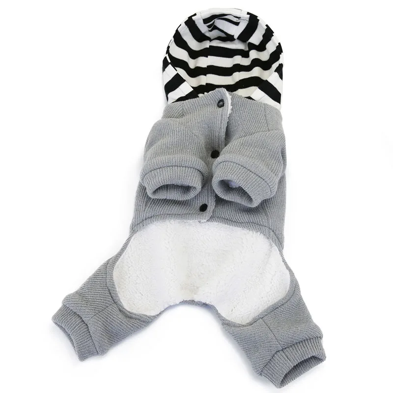 

Winter Warm Dog Sweater Pet Jumpsuit Hoodie Striped Dogs Clothes Autumn Coat Jacket for Cat