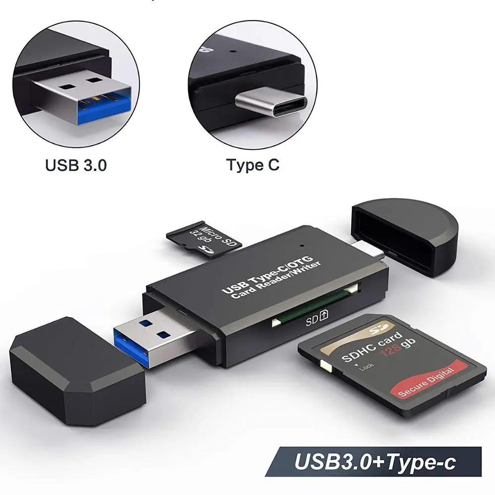 Считыватель карт USB 3,0 типа C OTG адаптер SDXC SDHC SD MMC RS-MMC Micro SDXC Micro SD Micro SDHC кардридер для смартфонов и ноутбуков