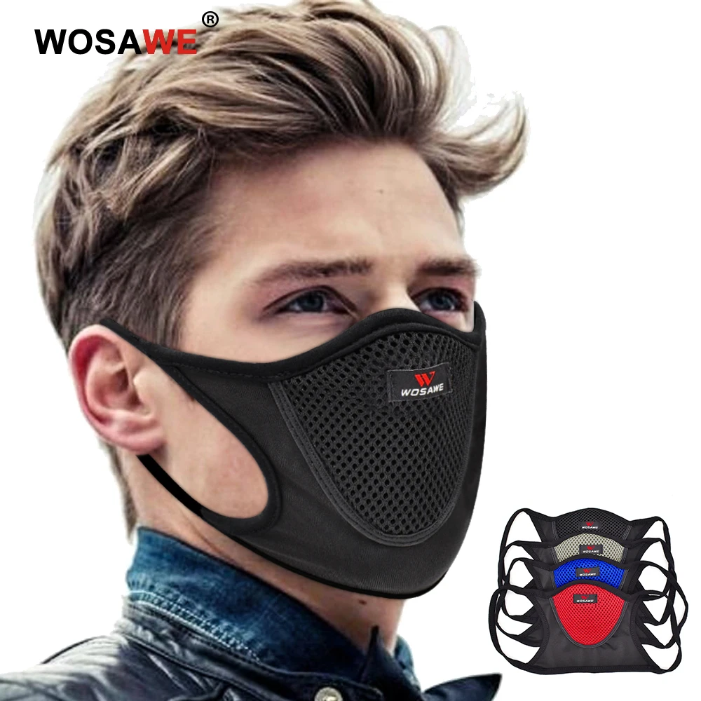 Моющаяся многоразовая мотоциклетная маска для лица WOSAWE с сетчатым фильтром дышащие Чехлы рта защита от пыли