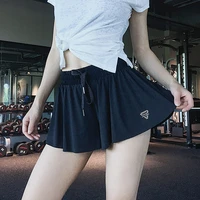 summer womens shorts 2 in 1 skirt pants running shorts quick drying gym loose anti naked high waist fitness hot pants