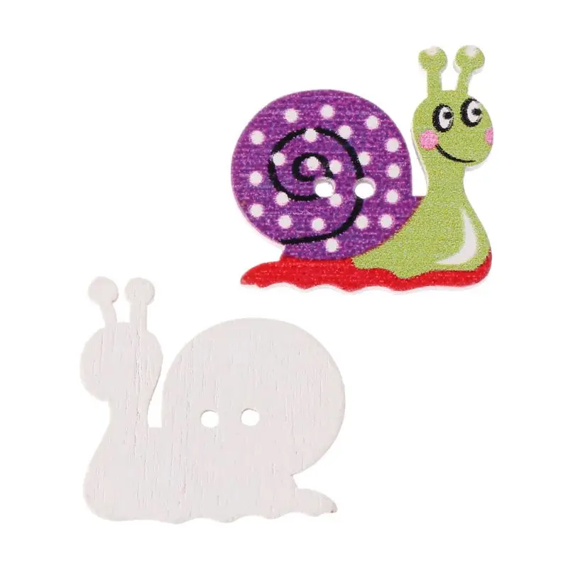 50 шт. милые улитки деревянные пуговицы для шитья Скрапбукинг Ремесло DIY
