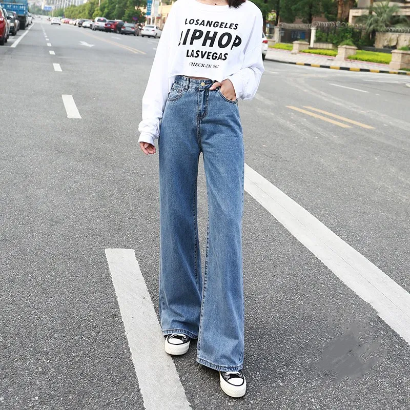 

Autumn High Waist Wide Leg Straight Loose Long Denim Jeans for Women S M L XL