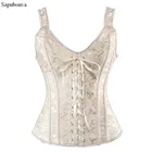 Корсет Sapubonva, сексуальное нижнее белье, размера плюс, готический парчовый корсет без бретелей, майка, корсет на молнии, черный, белый цвет