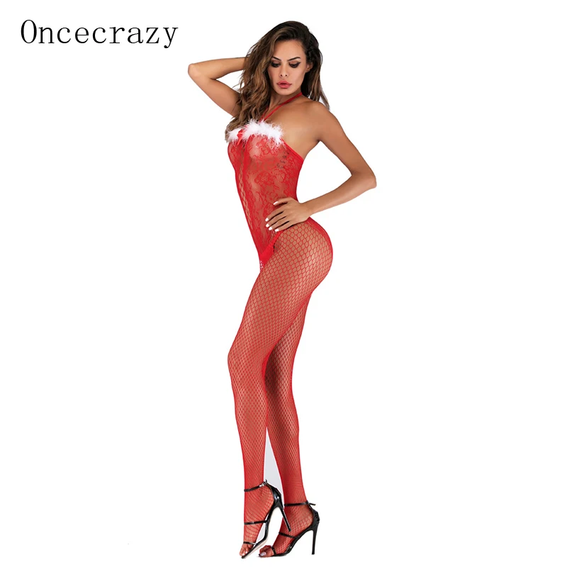 Oncecrazy рождественское сексуальное нижнее белье перспективный висячий воротник