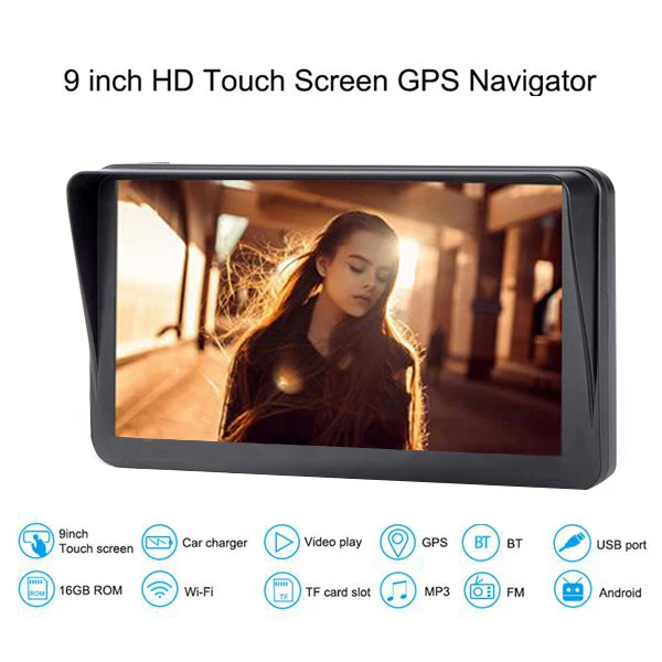 9 дюймов Автомобильный емкостный экран Gps навигатор Bluetooth Fm 8G 256M Mp3/Mp4 плееры солнцезащитный козырек Вождение голосовой навигатор