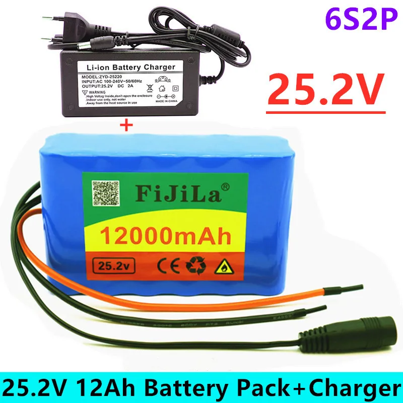 

6s2p 24 в 12 Ач 18650 литиевая батарея 25,2 в 12000 мАч Электрический велосипед мопед/Электрический/литий-ионный аккумулятор с зарядным устройством